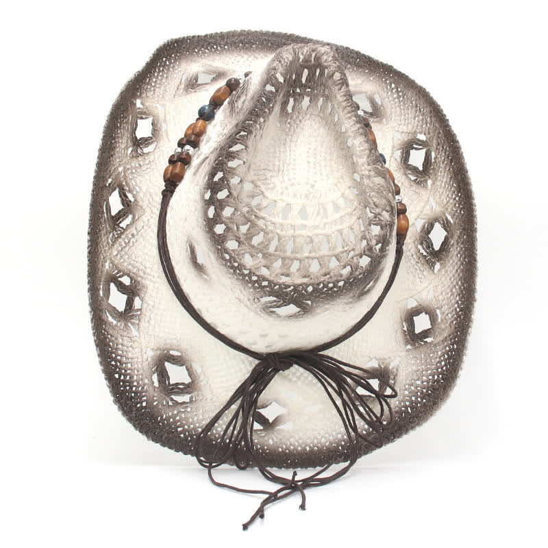 Cappello di paglia da cowboy e cowgirl con perline traforate Boho - image 5