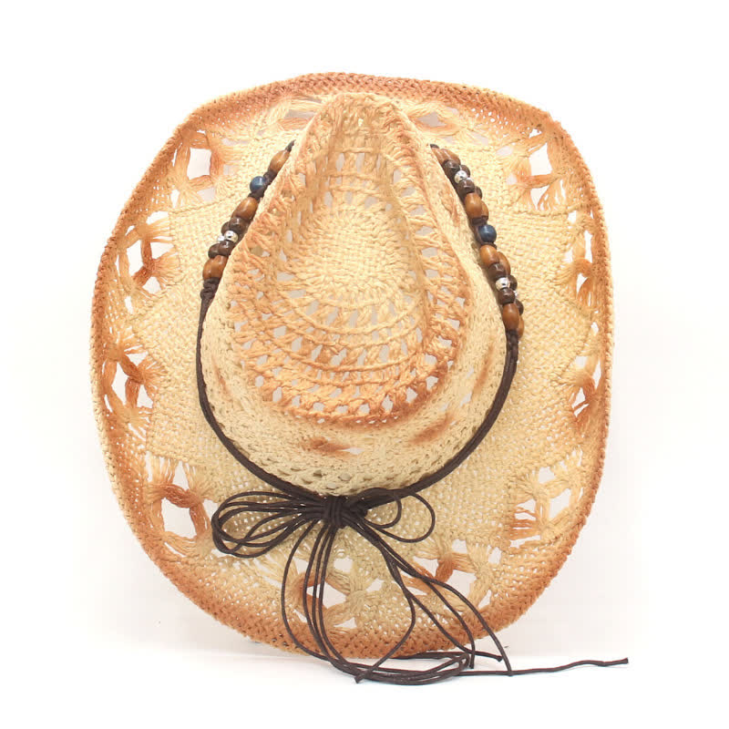 Cappello di paglia da cowboy e cowgirl con perline traforate Boho - image 9