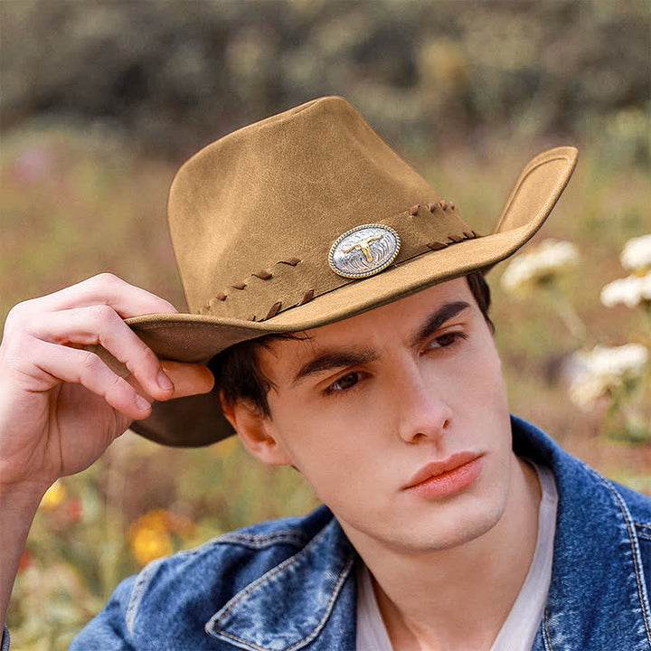 Cappello da cowboy western a tesa larga per esterni color cachi scuro - image 3