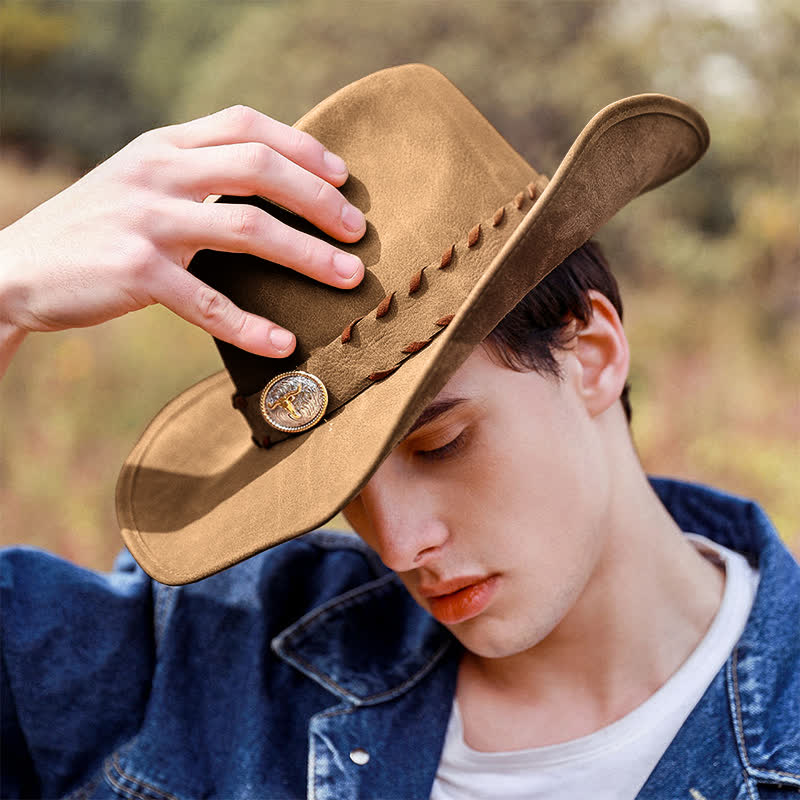 Cappello da cowboy western a tesa larga per esterni color cachi scuro - image 1