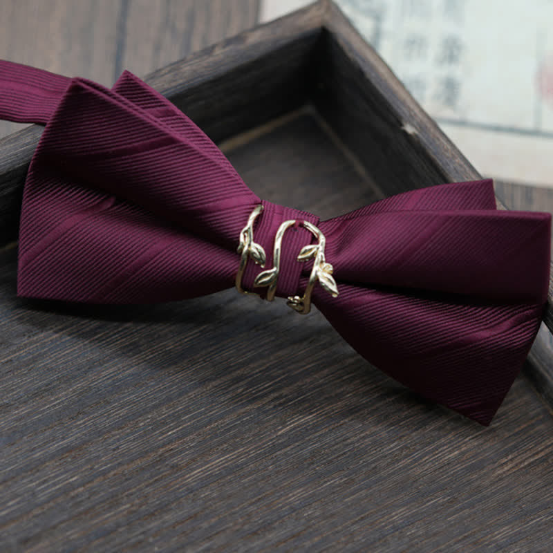 Papillon da uomo in twill a forma di ramo in metallo dorato - Borgogna - image 1