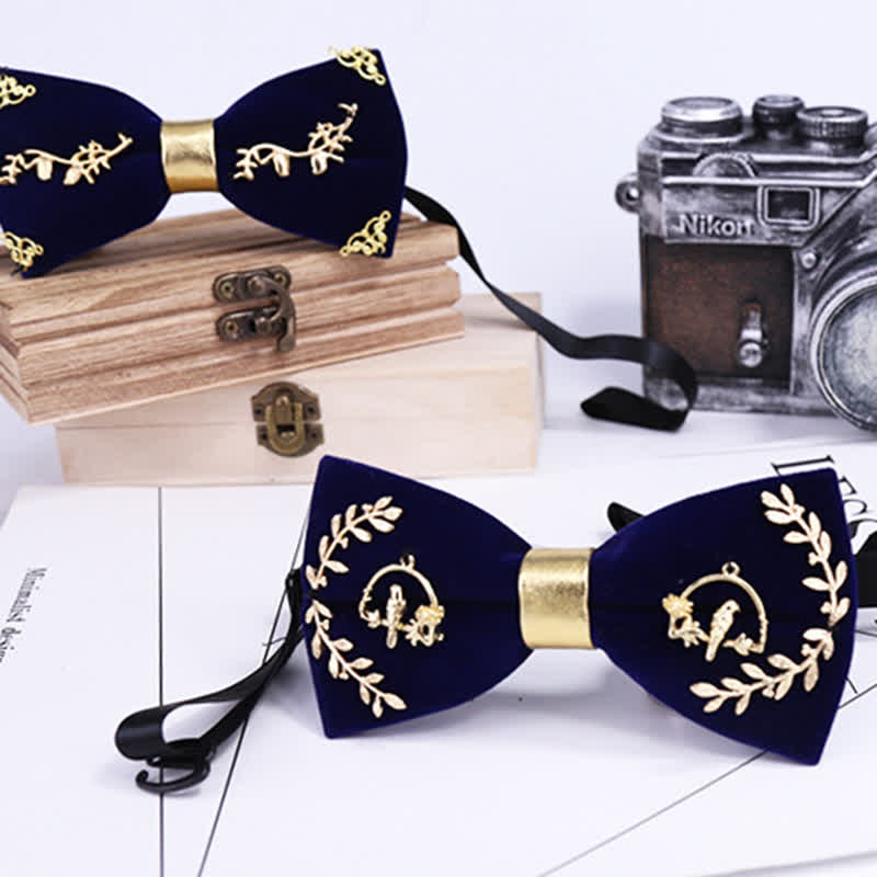 Papillon da uomo con decorazione in foglia di metallo con applicazione in oro - image 1