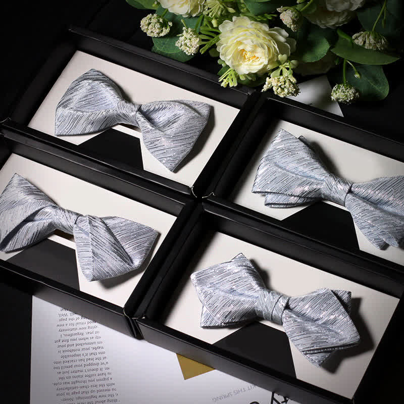 Papillon in twill della serie Sparkle Silver Gray da uomo - image 2