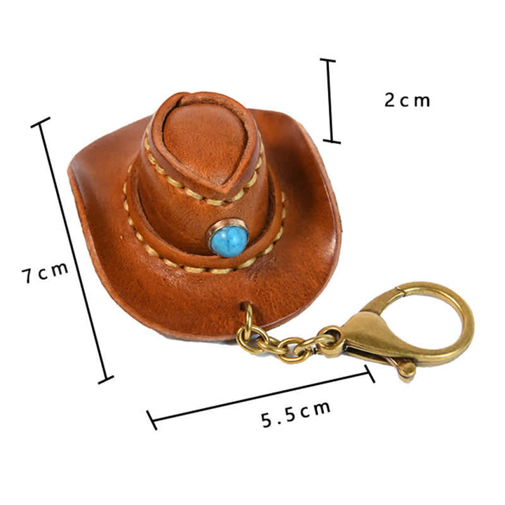Mini cappello da cowboy in pelle portachiavi fatto a mano - image 7