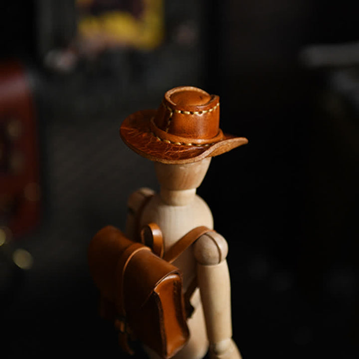 Mini cappello da cowboy in pelle portachiavi fatto a mano - image 10