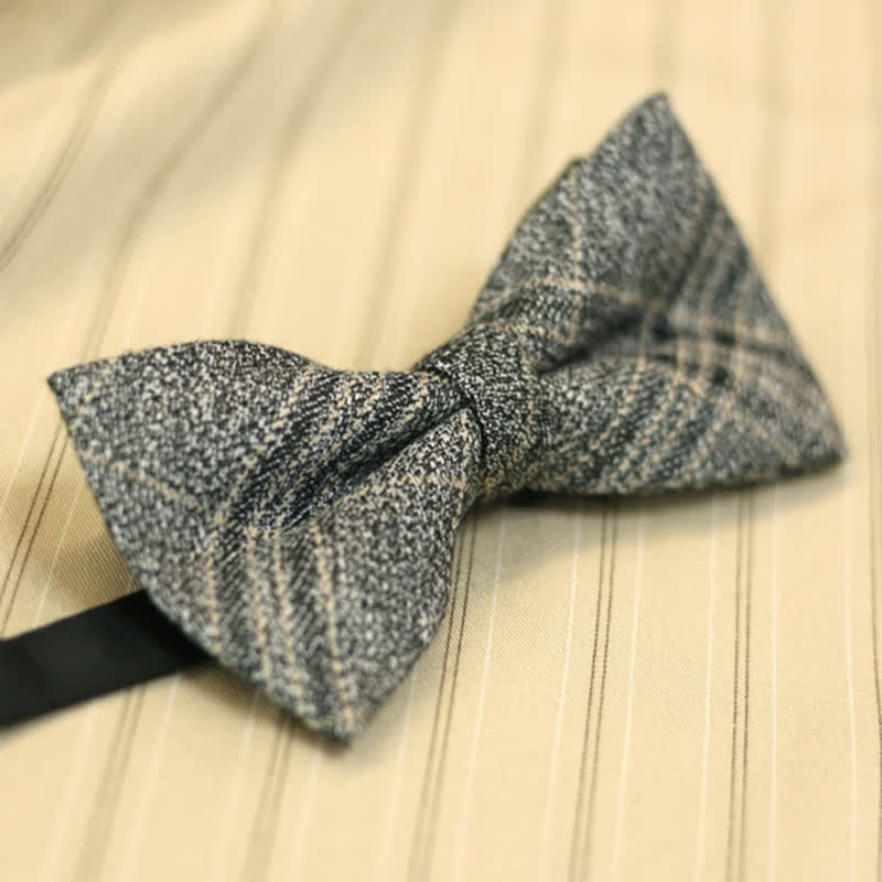 Papillon da uomo in cotone scozzese grigio scuro in stile britannico - image 1