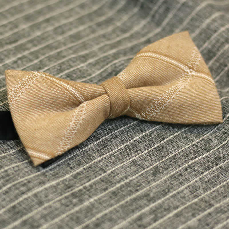 Papillon da uomo in cotone a quadri stile britannico color cachi - image 1