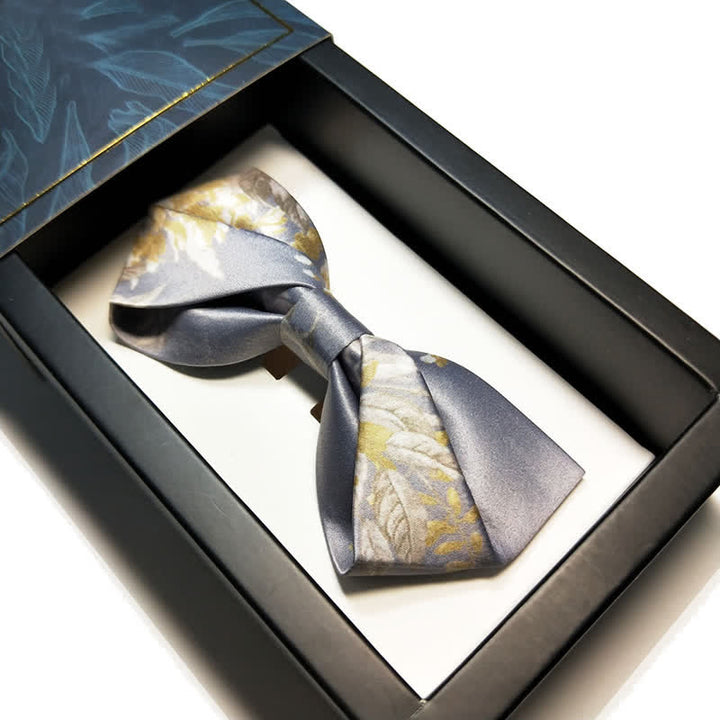 Papillon elegante da uomo con motivo floreale grigio giallo e bianco - Stile n. 2 - image 3
