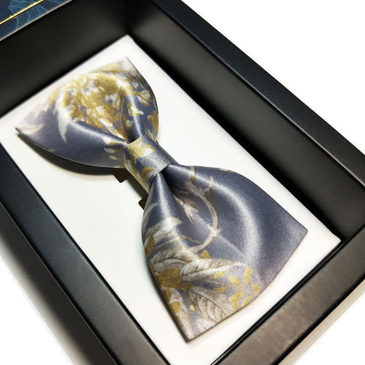 Papillon elegante da uomo con motivo floreale grigio giallo e bianco - Stile n. 1 - image 0