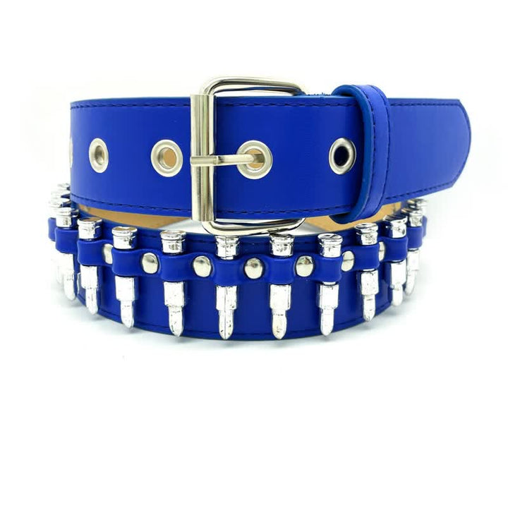 Cintura in pelle con decorazioni a rivetti e proiettili punk alla moda - Reale - 42 - image 12