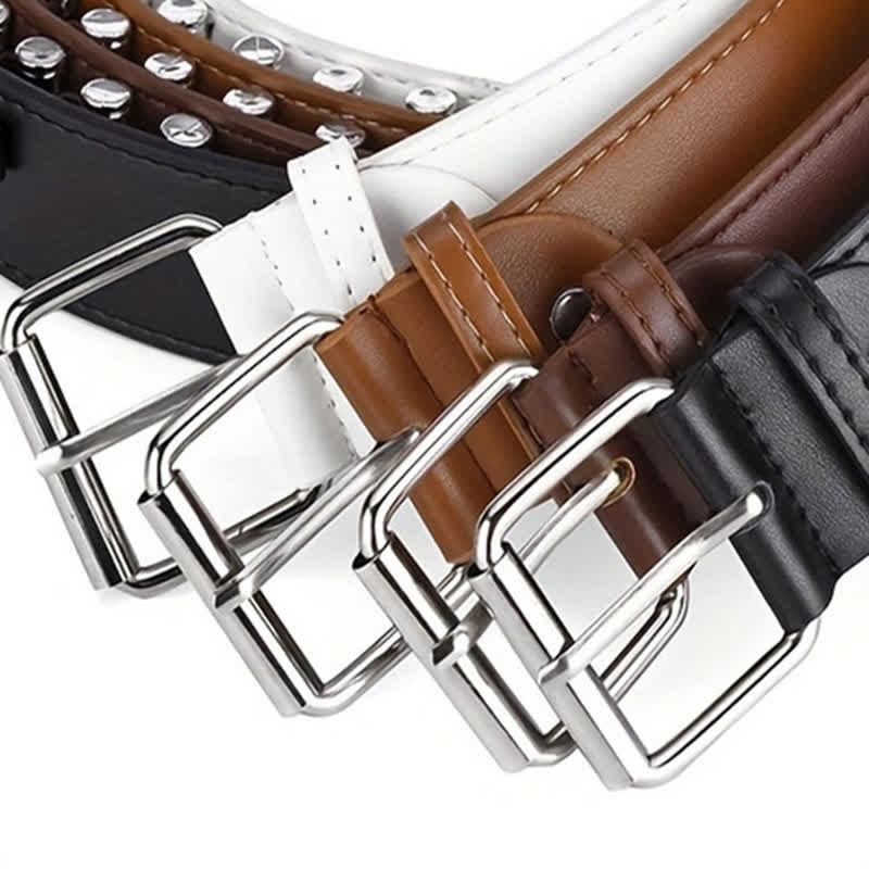 Cintura in pelle con decorazioni a rivetti e proiettili punk alla moda - image 1