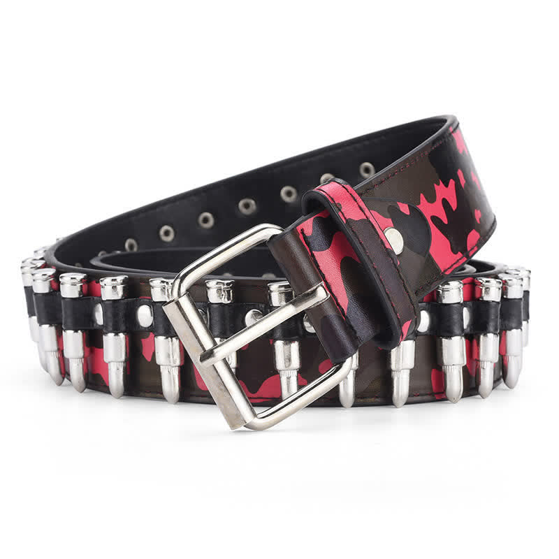 Cintura in pelle con rivetti a proiettile Camouflage Rock Wild - Rosso - 38 - image 6