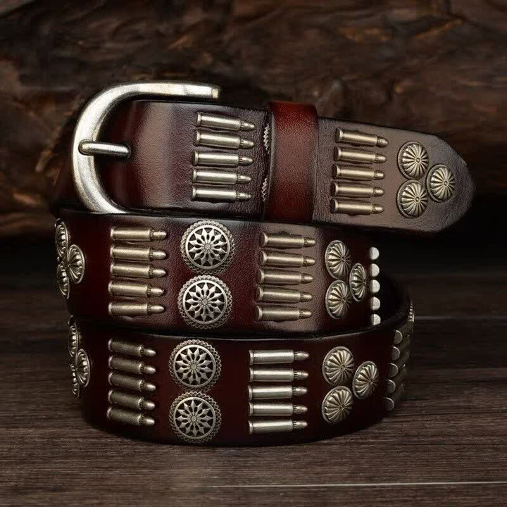 Cintura in pelle con rivetti a proiettile in metallo punk rock alla moda - image 0