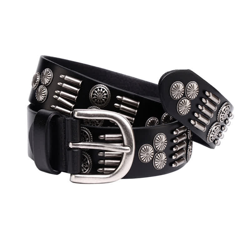 Cintura in pelle con rivetti a proiettile in metallo punk rock alla moda - image 7