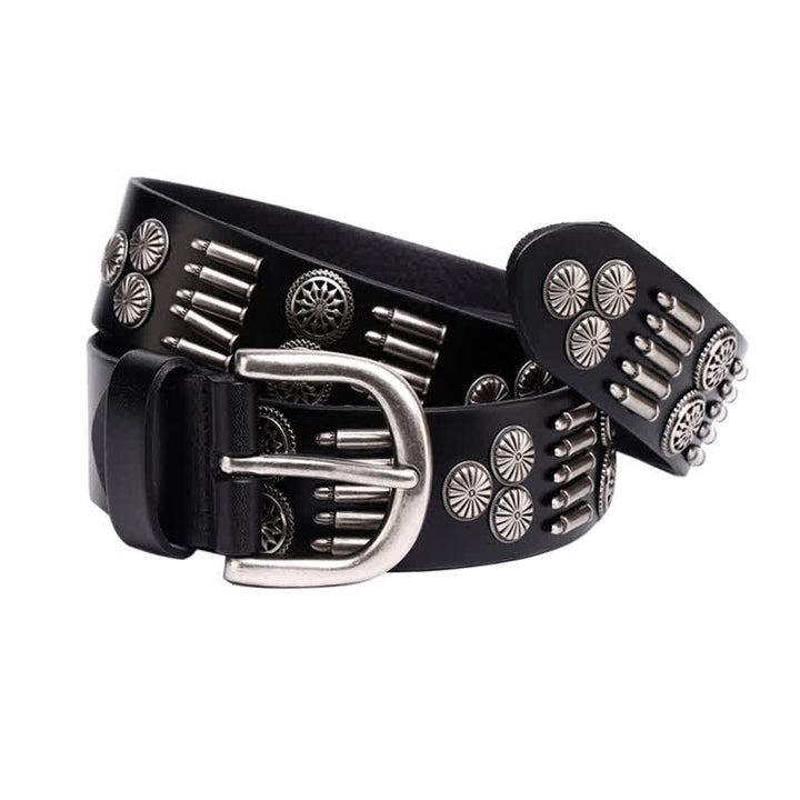 Cintura in pelle con rivetti a proiettile in metallo punk rock alla moda - image 7
