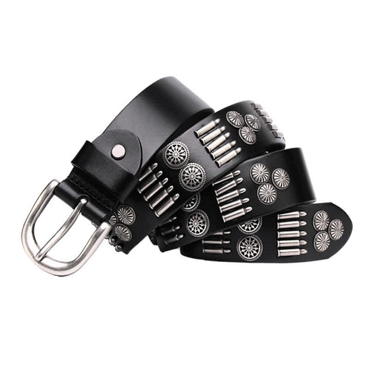 Cintura in pelle con rivetti a proiettile in metallo punk rock alla moda - Nero - 44 - image 3