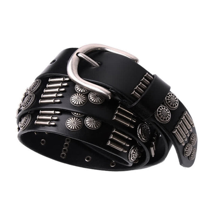 Cintura in pelle con rivetti a proiettile in metallo punk rock alla moda - image 8