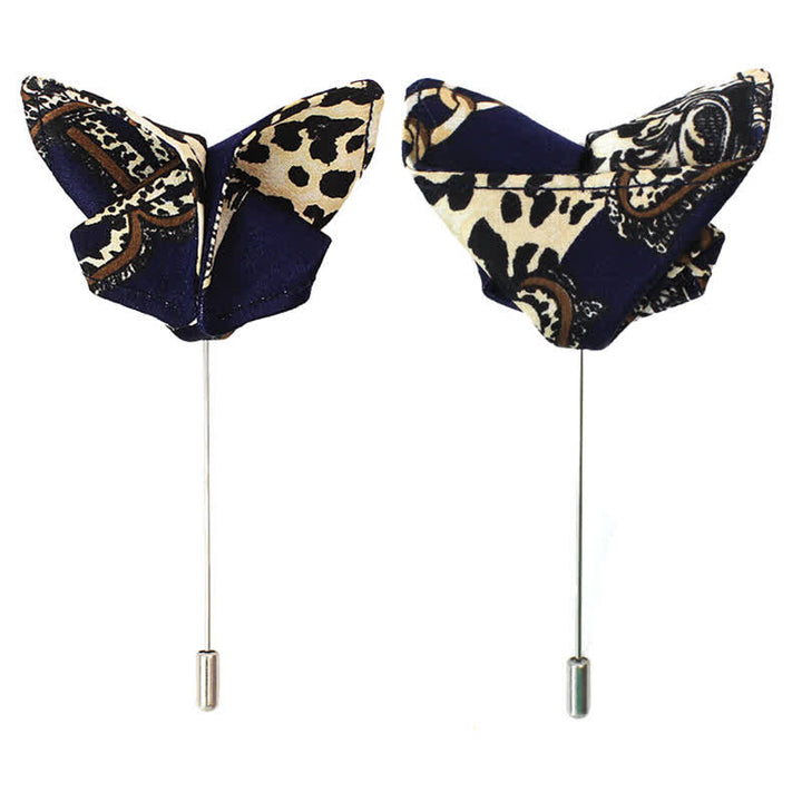 Papillon da uomo di lusso con fantasia blu navy e beige - image 5