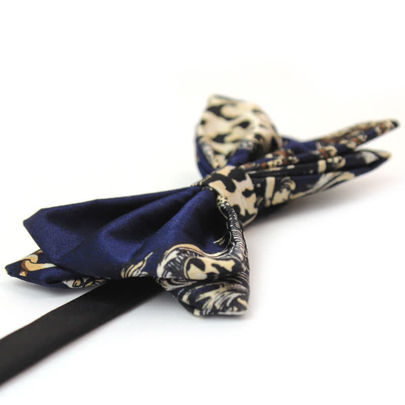 Papillon da uomo di lusso con fantasia blu navy e beige - image 2
