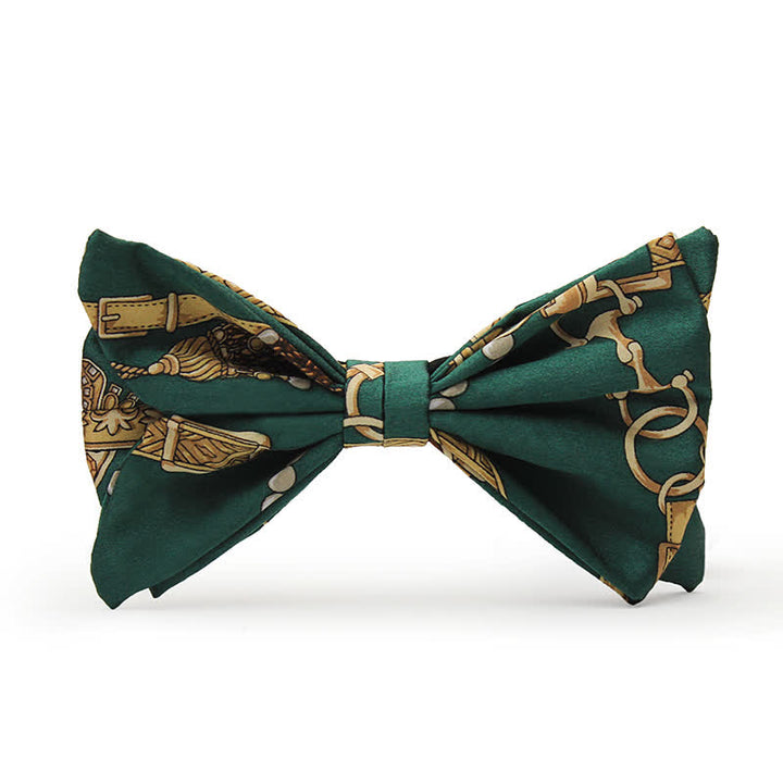Papillon da uomo con stampa Royal Court verde e oro retrò - Papillon - image 0