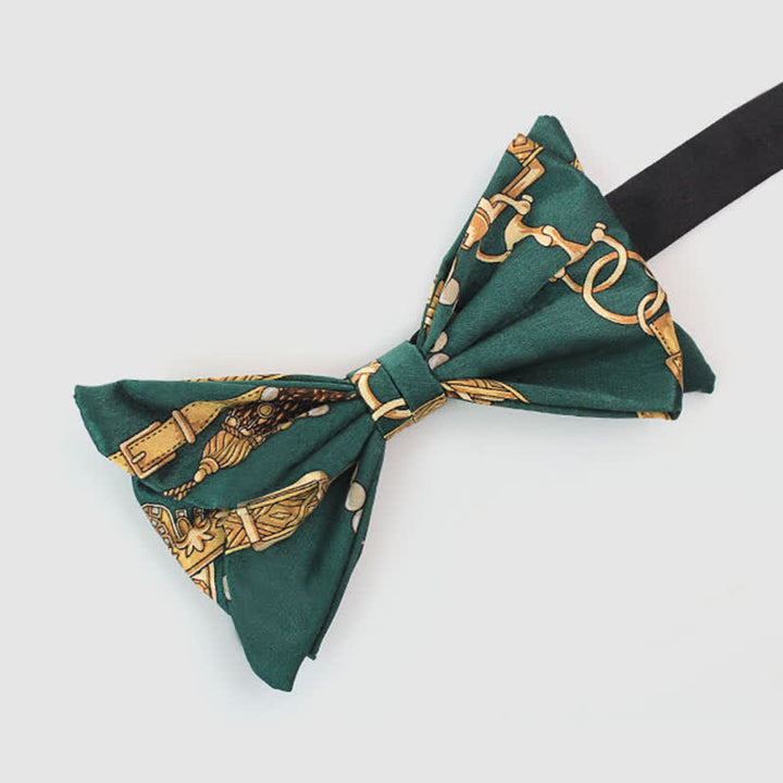 Papillon da uomo con stampa Royal Court verde e oro retrò - image 1