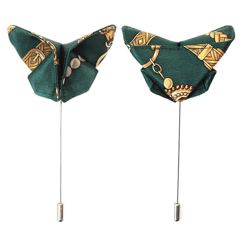 Papillon da uomo con stampa Royal Court verde e oro retrò - image 4