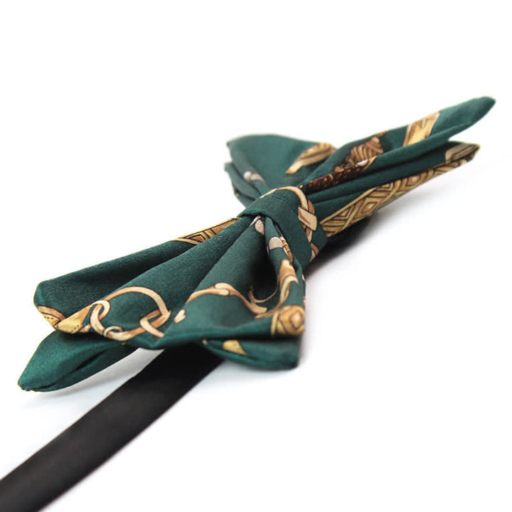 Papillon da uomo con stampa Royal Court verde e oro retrò - image 2