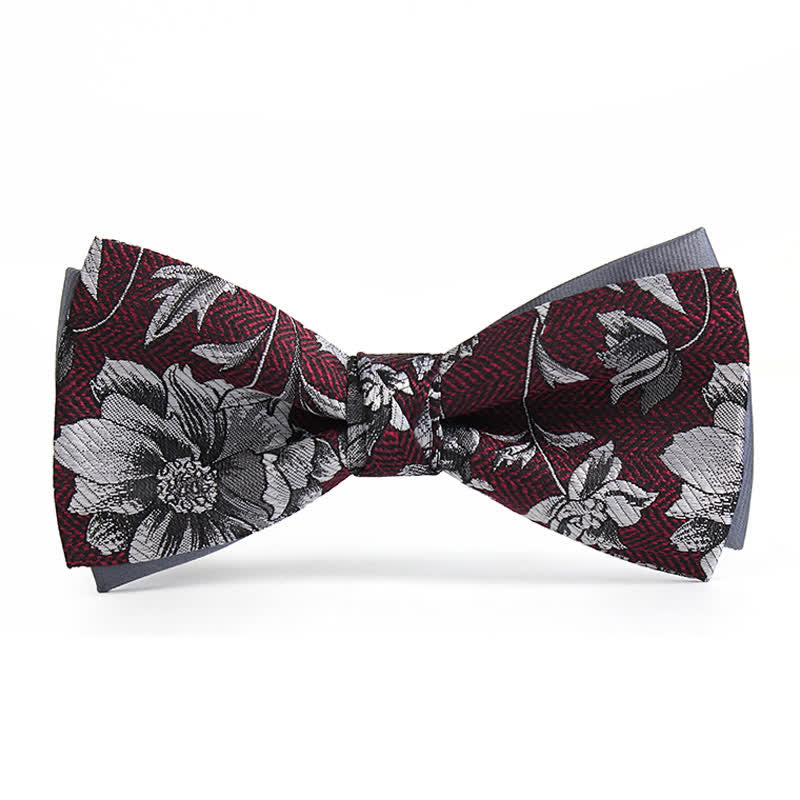 Papillon doppio strato da uomo color bruno e grigio peonia - Borgogna - image 0