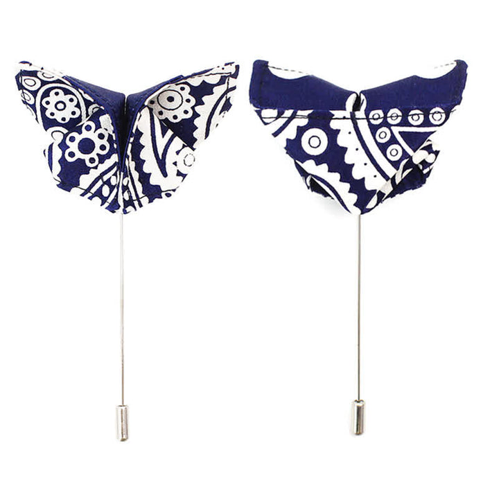 Papillon da uomo con stampa a pois bianchi e blu navy anacardi - image 5