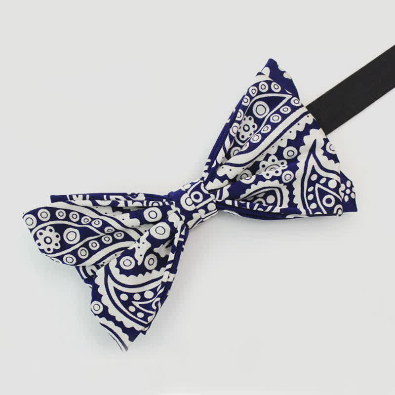 Papillon da uomo con stampa a pois bianchi e blu navy anacardi - image 1