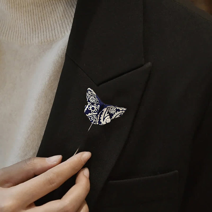 Papillon da uomo con stampa a pois bianchi e blu navy anacardi - image 4