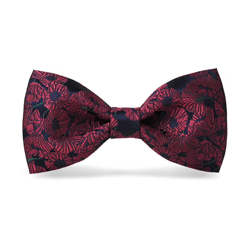 Papillon da uomo con motivo a fiori bordeaux e blu navy - Stile n. 2 - image 4