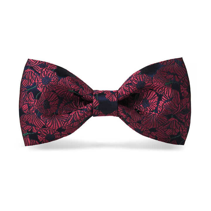 Papillon da uomo con motivo a fiori bordeaux e blu navy - Stile n. 2 - image 4