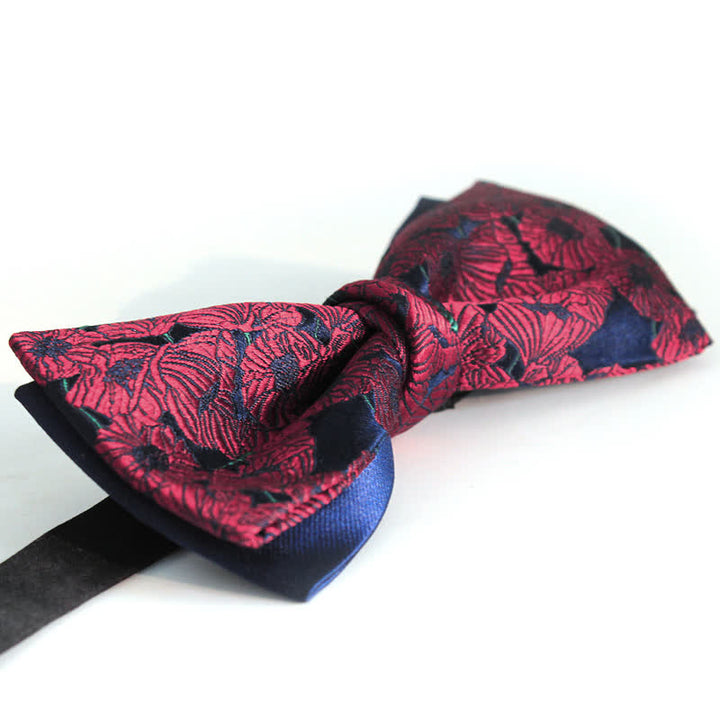 Papillon da uomo con motivo a fiori bordeaux e blu navy - image 2
