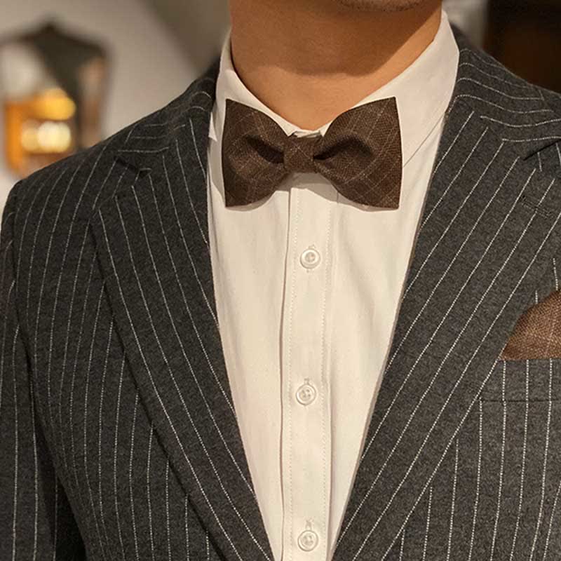 Papillon scozzese marrone scuro vintage in stile britannico da uomo - image 1