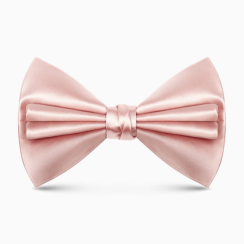 Papillon unico da uomo a doppio strato, tinta unita e antirughe - Rosa - image 11