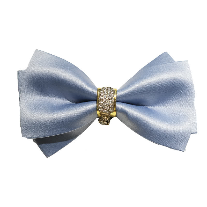 Papillon da uomo con decoro in oro e strass blu foschia - image 3