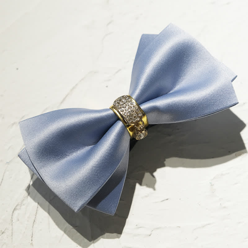 Papillon da uomo con decoro in oro e strass blu foschia - image 1
