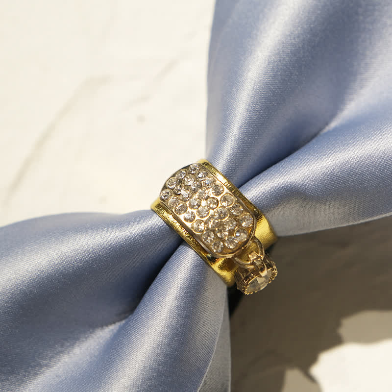 Papillon da uomo con decoro in oro e strass blu foschia - image 2