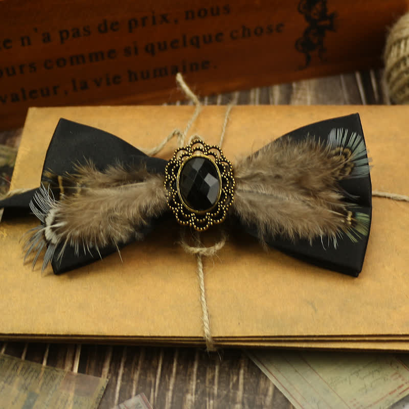 Papillon da festa con perle e coda di uccello piumato da uomo - Stile n. 2 - image 3