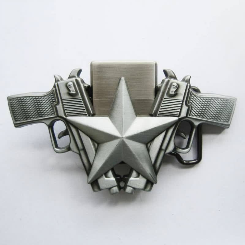 Pistole doppie fai da te da uomo e cintura in pelle a forma di stella con accendino nascosto - image 1