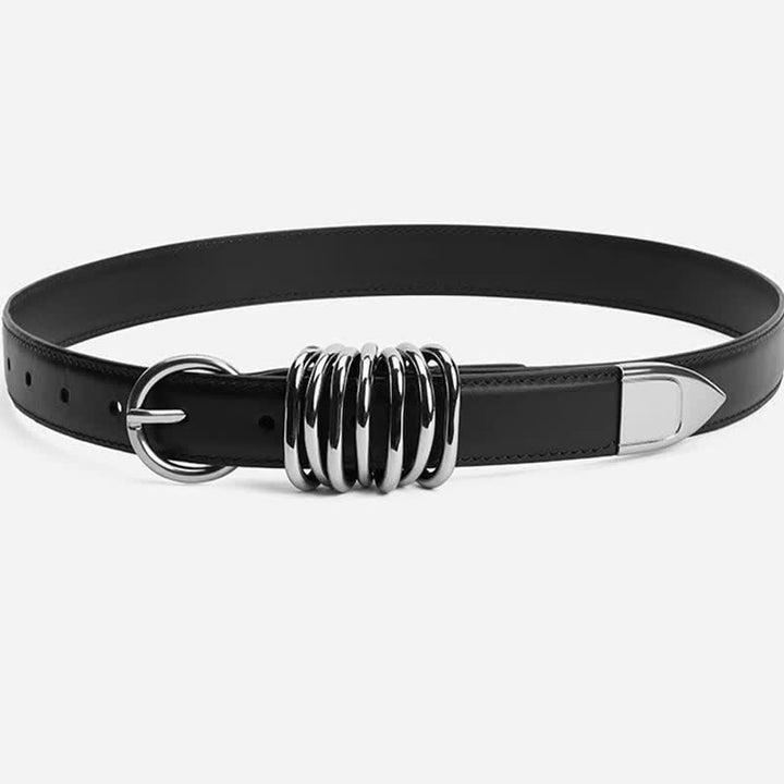 Cintura in pelle con fibbia ad anello in metallo in stile punk personalizzato da donna - image 2