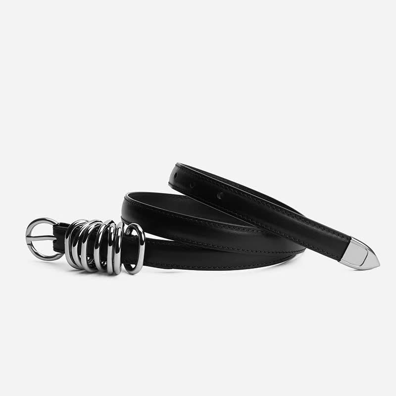 Cintura in pelle con fibbia ad anello in metallo in stile punk personalizzato da donna - image 1