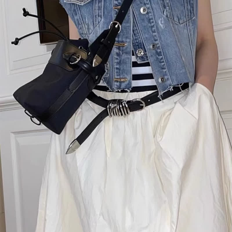 Cintura in pelle con fibbia ad anello in metallo in stile punk personalizzato da donna - image 3