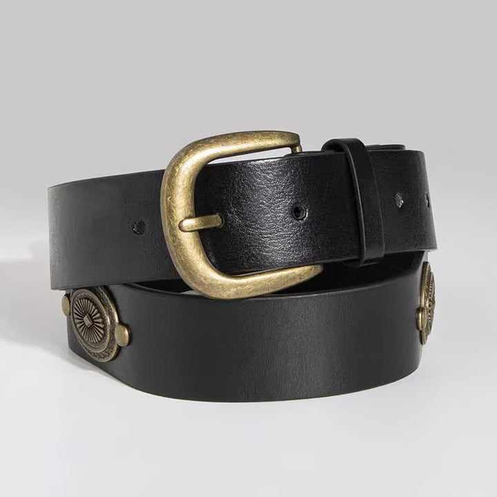 Cintura in pelle con decorazione in metallo e borchie Concho da donna - Nero - 34 - image 0