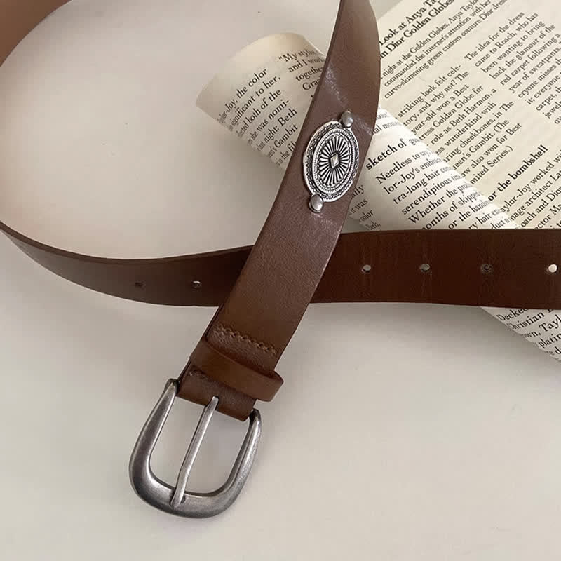 Cintura in pelle con decorazione in metallo e borchie Concho da donna - Marrone - 34 - image 2