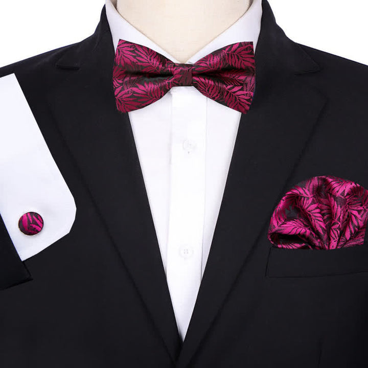 Set di 3 cravatte a farfalla con fazzoletto da taschino floreale da uomo - Stile n. 5 - image 4