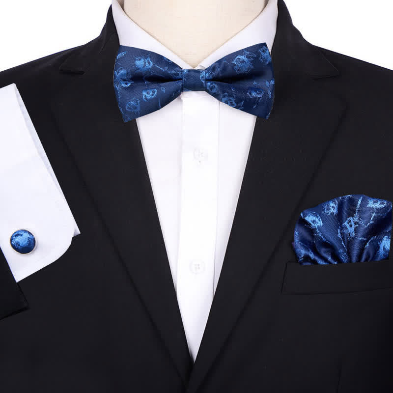 Set di 3 cravatte a farfalla con fazzoletto da taschino floreale da uomo - Stile n. 1 - image 0