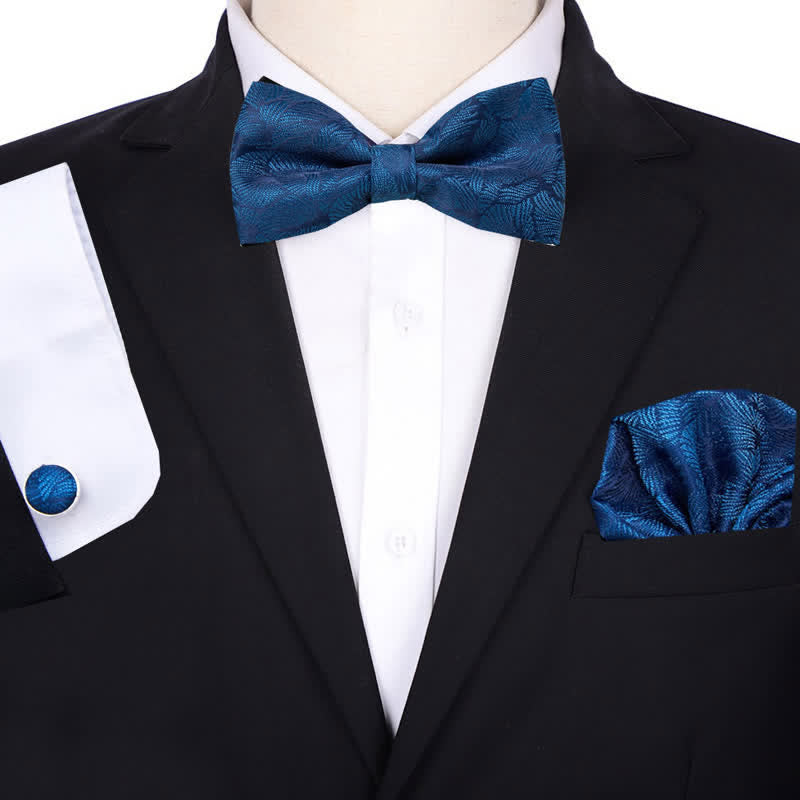 Set di 3 cravatte a farfalla con fazzoletto da taschino floreale da uomo - Stile n. 3 - image 2