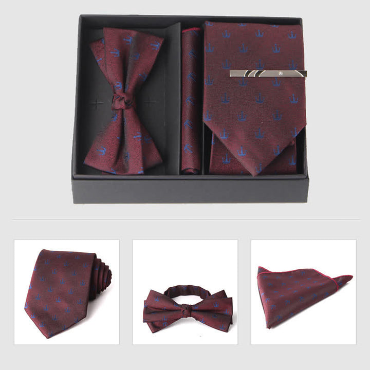 Set di 3 cravatte e papillon da uomo in stile bordeaux - Stile #19 - image 26